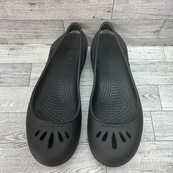 CROCS Thea Ballet Rubber Flats Black Slip On Slingback Womens Size 8 11701‎ - Picture 3 of 11
